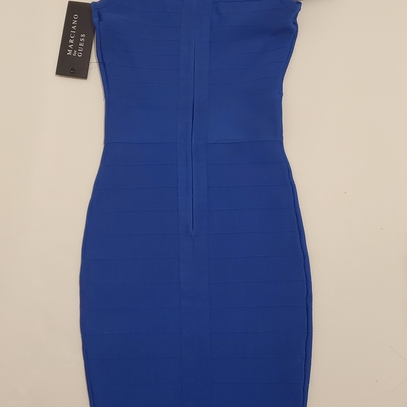 Marciano Guess Blue off-the-Shoulder Bandage Bodycon Dress - Size XXS, 00 - Picture 6 of 8